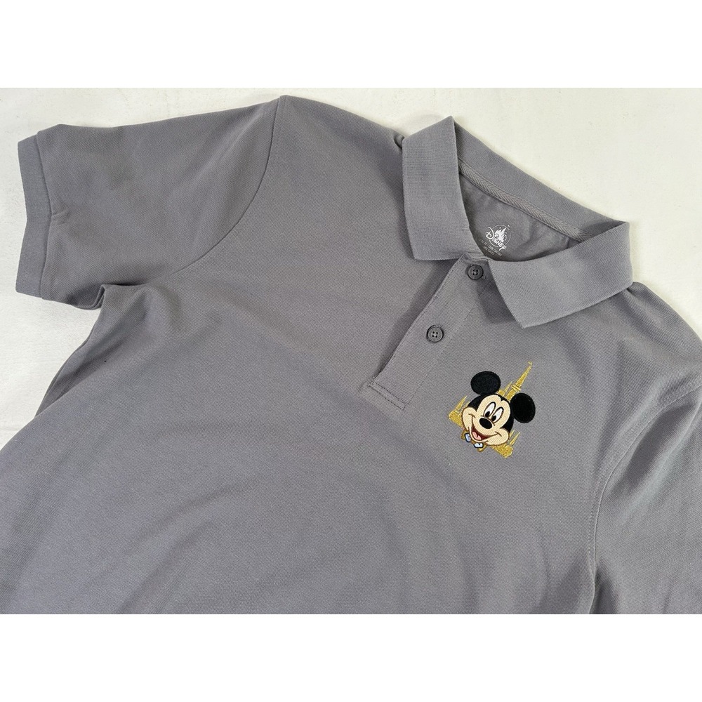 NWT Disney World 50th Anniversary Mickey Mouse Polo Shirt Men's Small Gray Pique